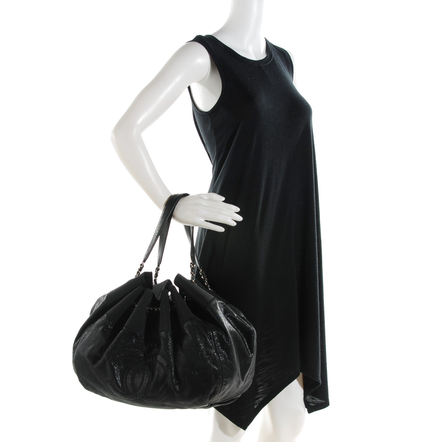 Chanel Iridescent Calfskin Large Stretch Spirit Cabas Black 2 of 7