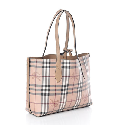 Burberry Grainy Calfskin Haymarket Check Medium Reversible Tote Camel 5 of 16