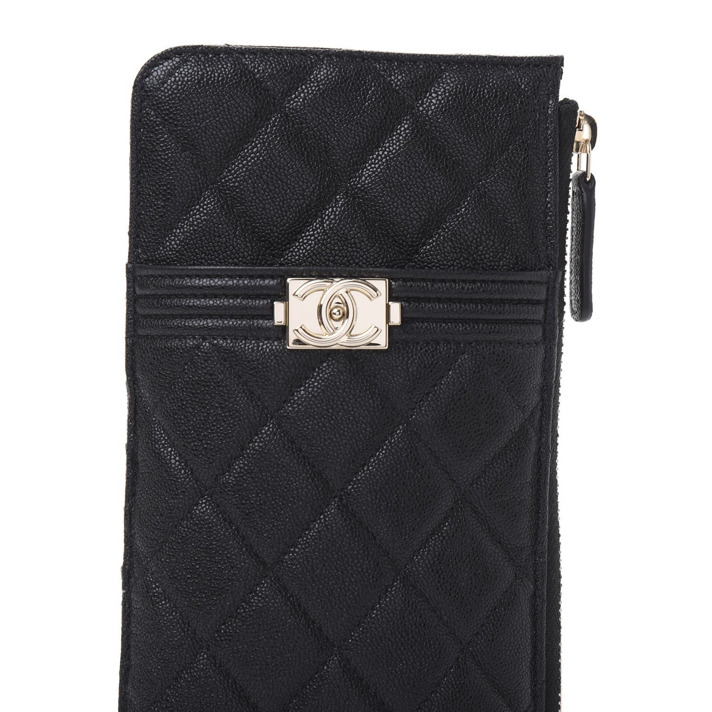 Caviar Quilted Boy Flat Wallet Pouch Black