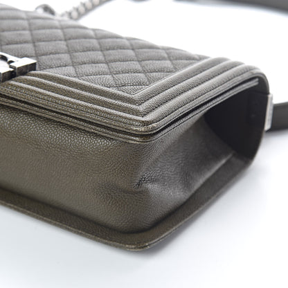 Chanel Caviar Quilted Medium Boy Flap Khaki 10 of 11