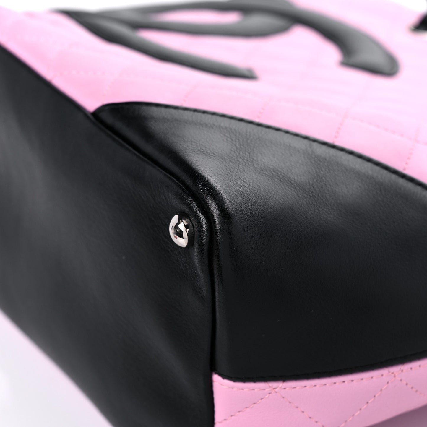 Calfskin Quilted Medium Cambon Tote Pink Black