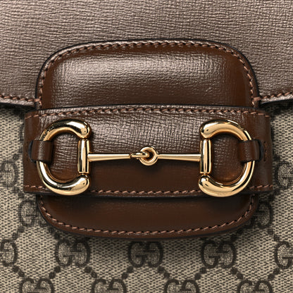 Gucci GG Supreme Monogram Calfskin Medium Horsebit 1955 Top Handle Bag Beige Ebony Brown Sugar 9 of 11