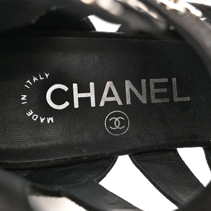 Chanel Kid Suede CC Turnlock Sandals 37.5 Black 8 of 15
