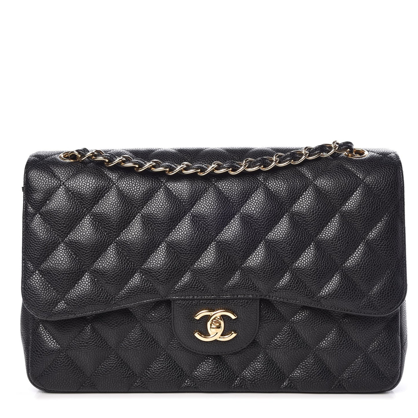 Caviar Quilted Jumbo Double Flap Black
