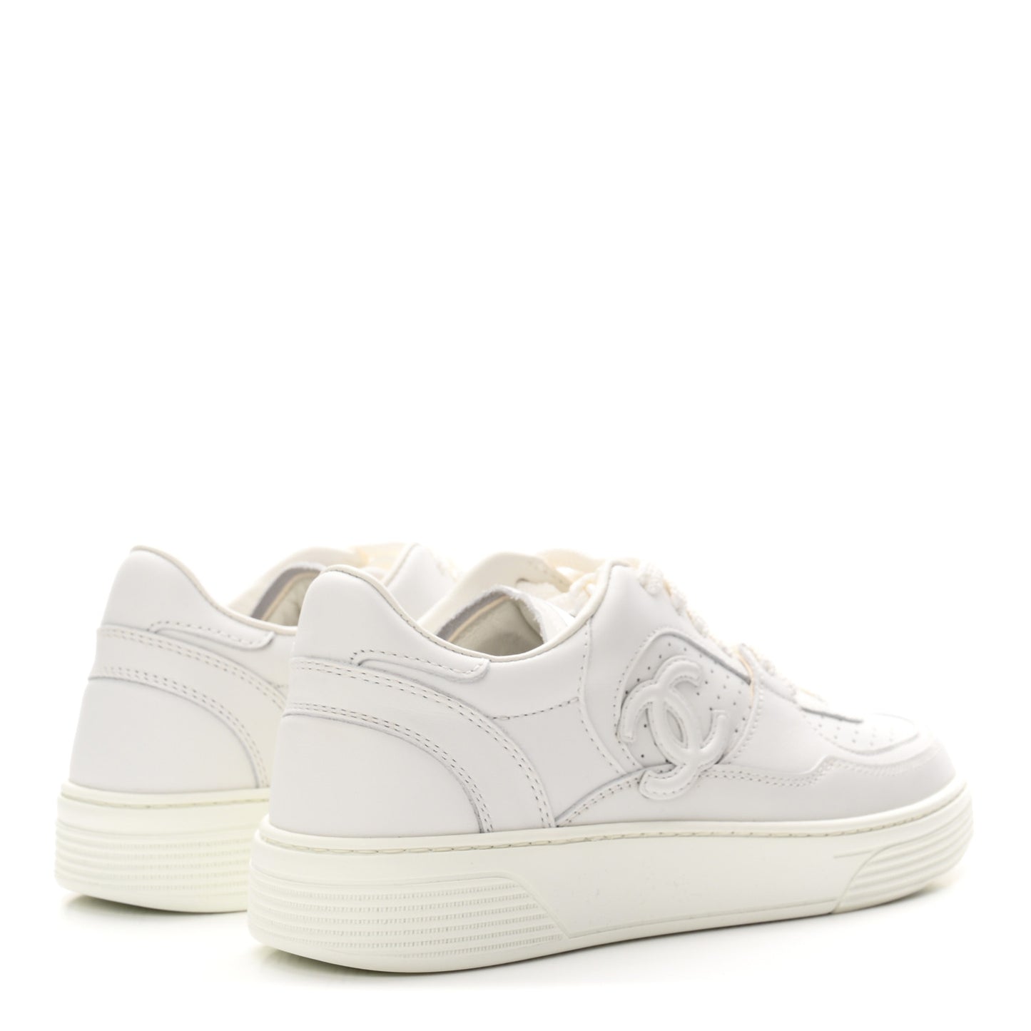 Calfskin CC Womens Sneakers 36 White
