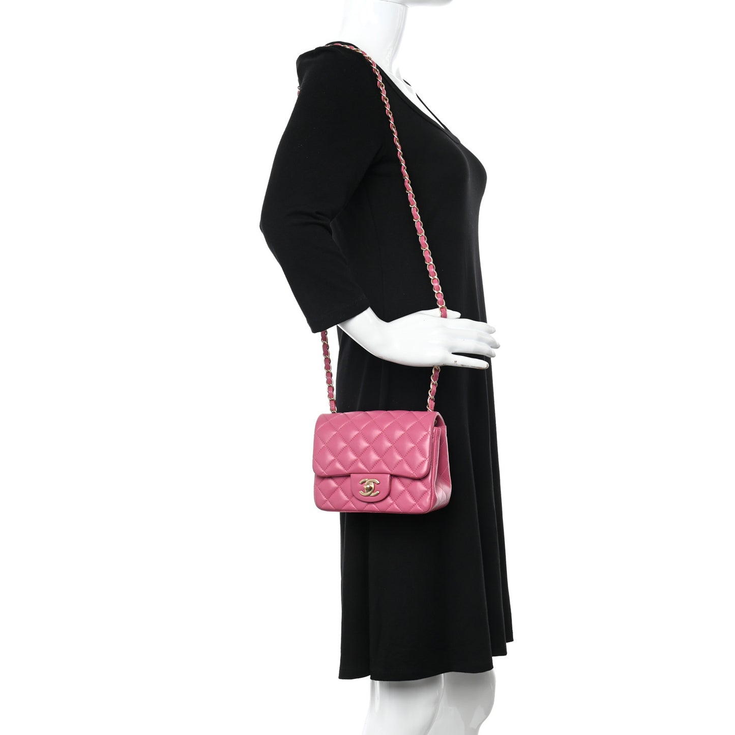 Lambskin Quilted Mini Square Flap Pink