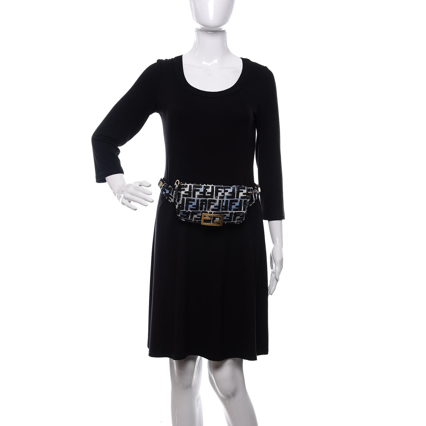 X JOSHUA VIDES Nylon FF Cloudy Mini Belt Baguette Bag White Celeste Black