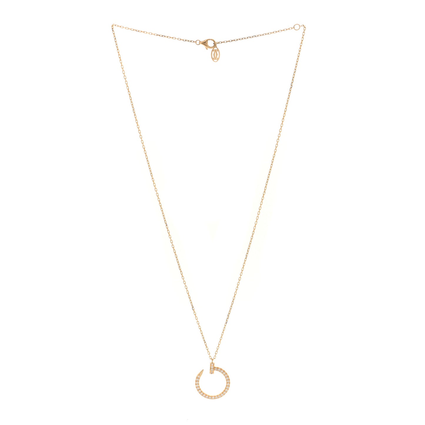 18K Yellow Gold Diamond Juste Un Clou Paved Pendant Necklace