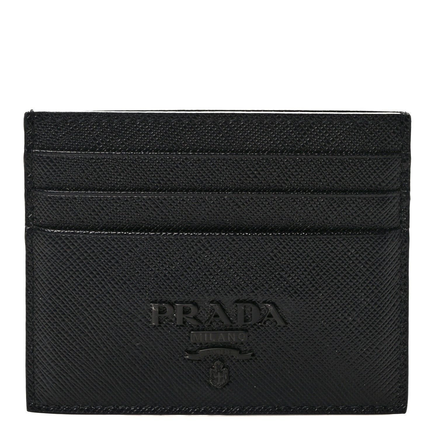 Prada Saffiano Shine Monochrome Card Holder Black 1 of 8