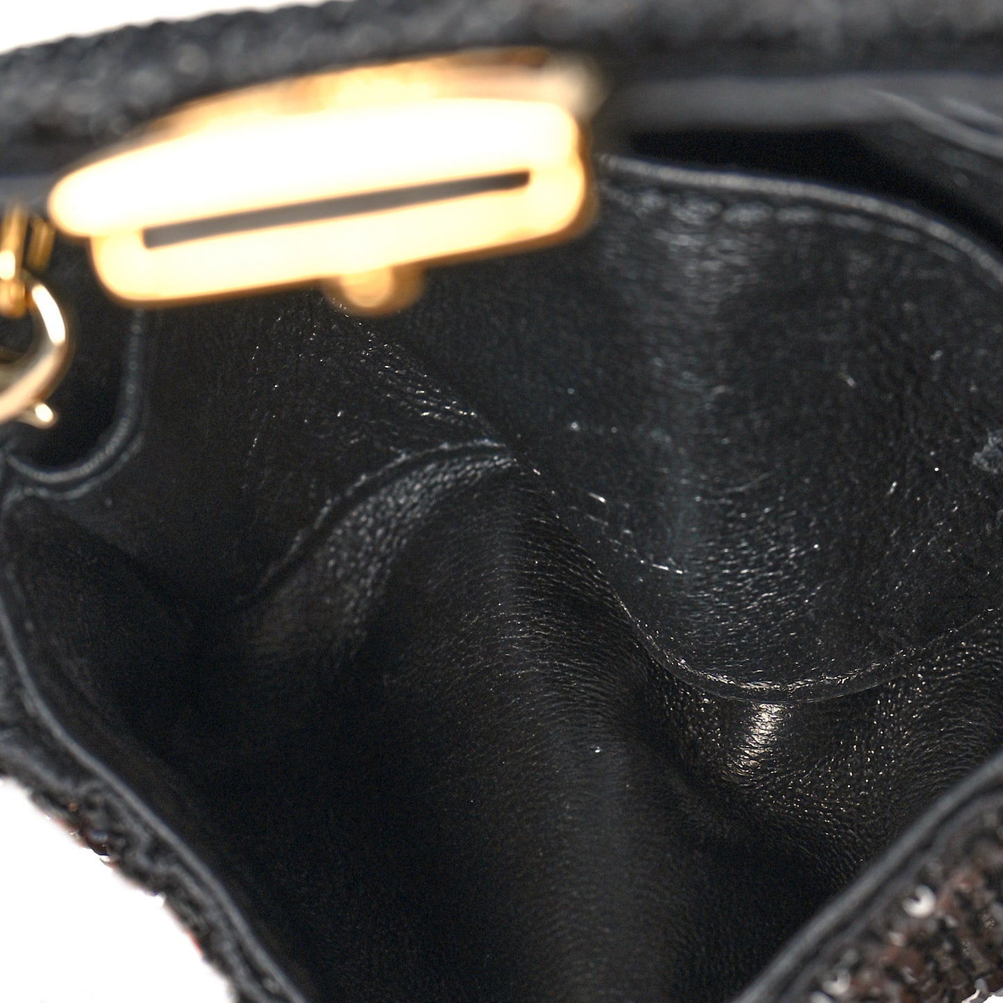 Crystal Vitello King Beaded Nano Baguette Charm Black