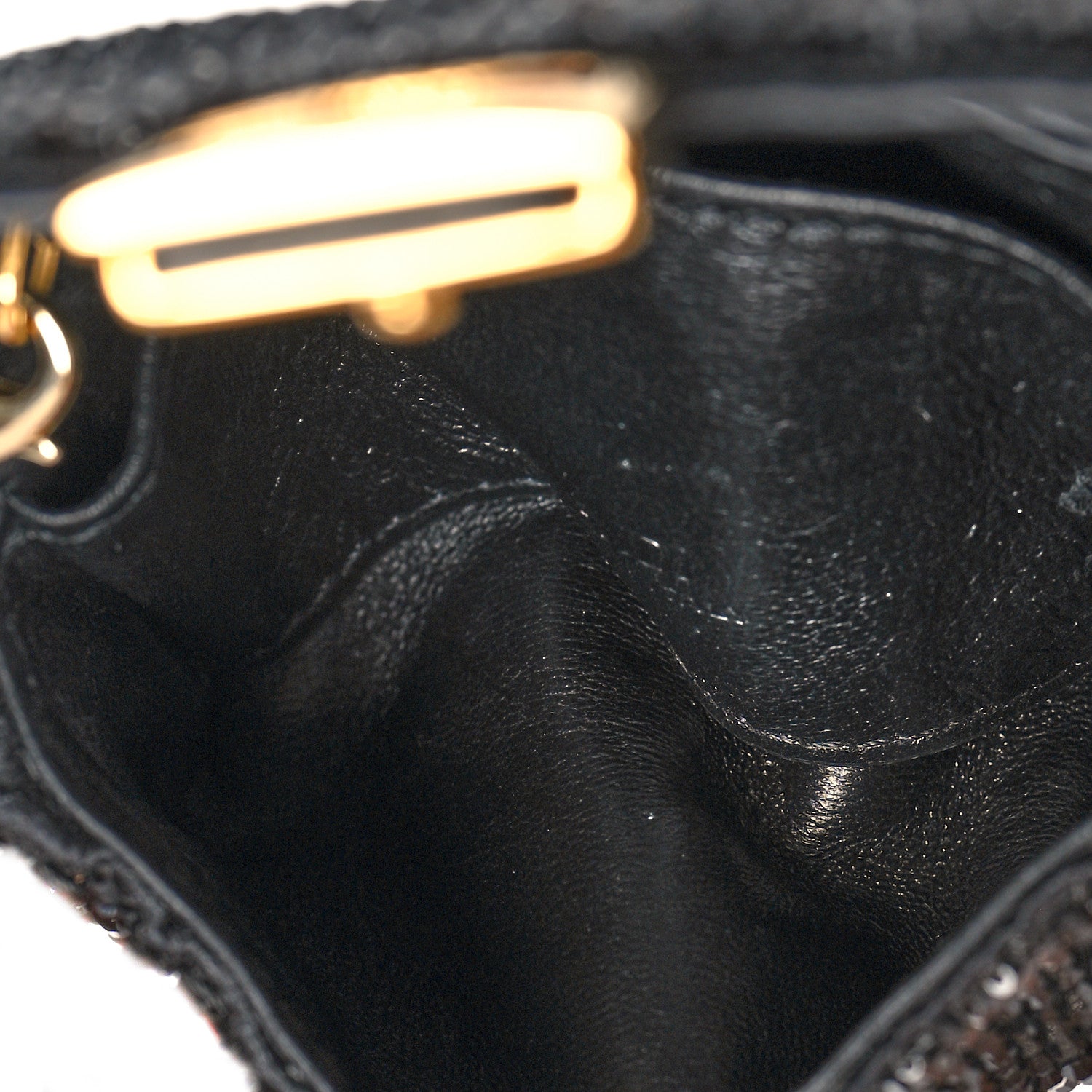 Fendi Crystal Vitello King Beaded Nano Baguette Charm Black 4 of 8
