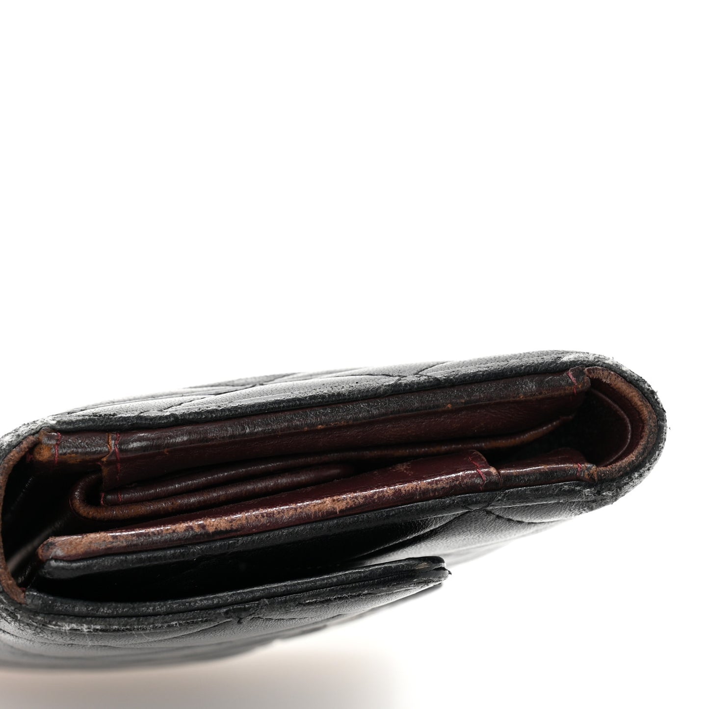 Lambskin Quilted Large Flap Wallet Black