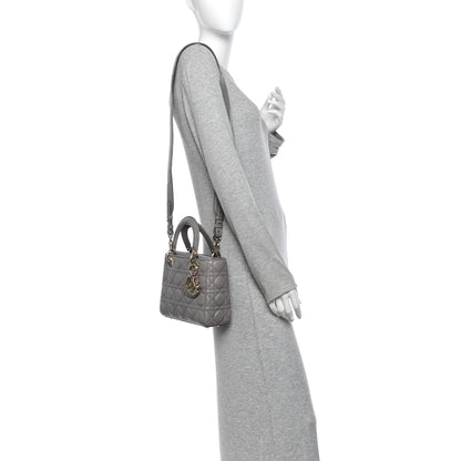 Christian Dior Lambskin Cannage Small My ABCDior Lady Dior Grey 2 of 10