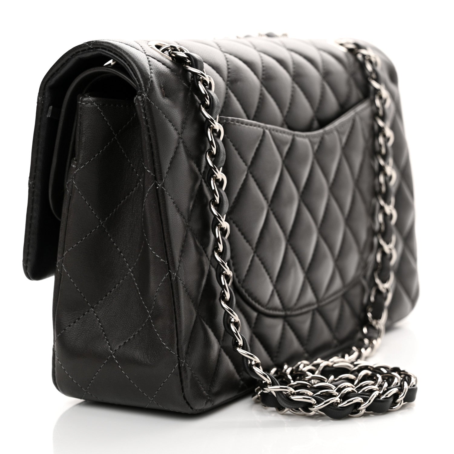 Chanel Lambskin Quilted Medium Double Flap Dark Grey 3 of 11