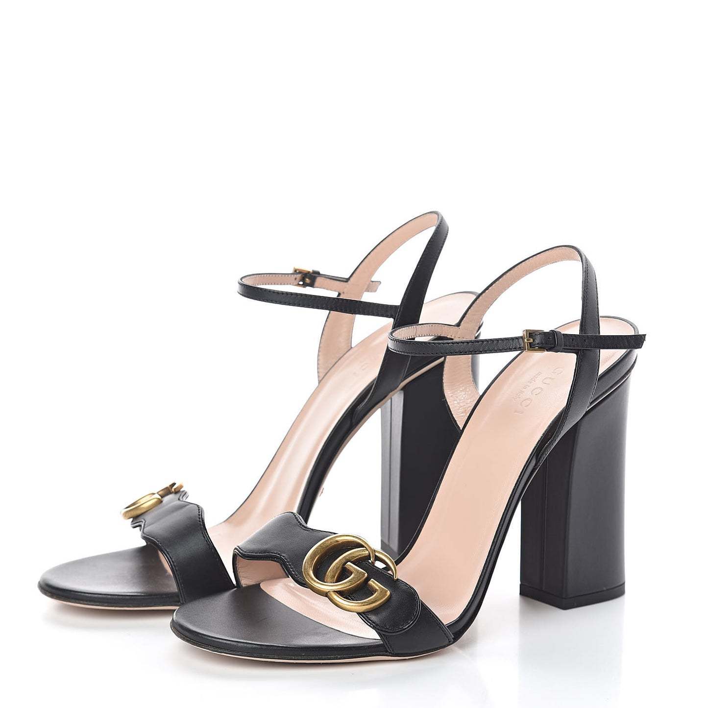 Lifford Calfskin GG Marmont Ankle Wrap 105mm Sandals 39 Black