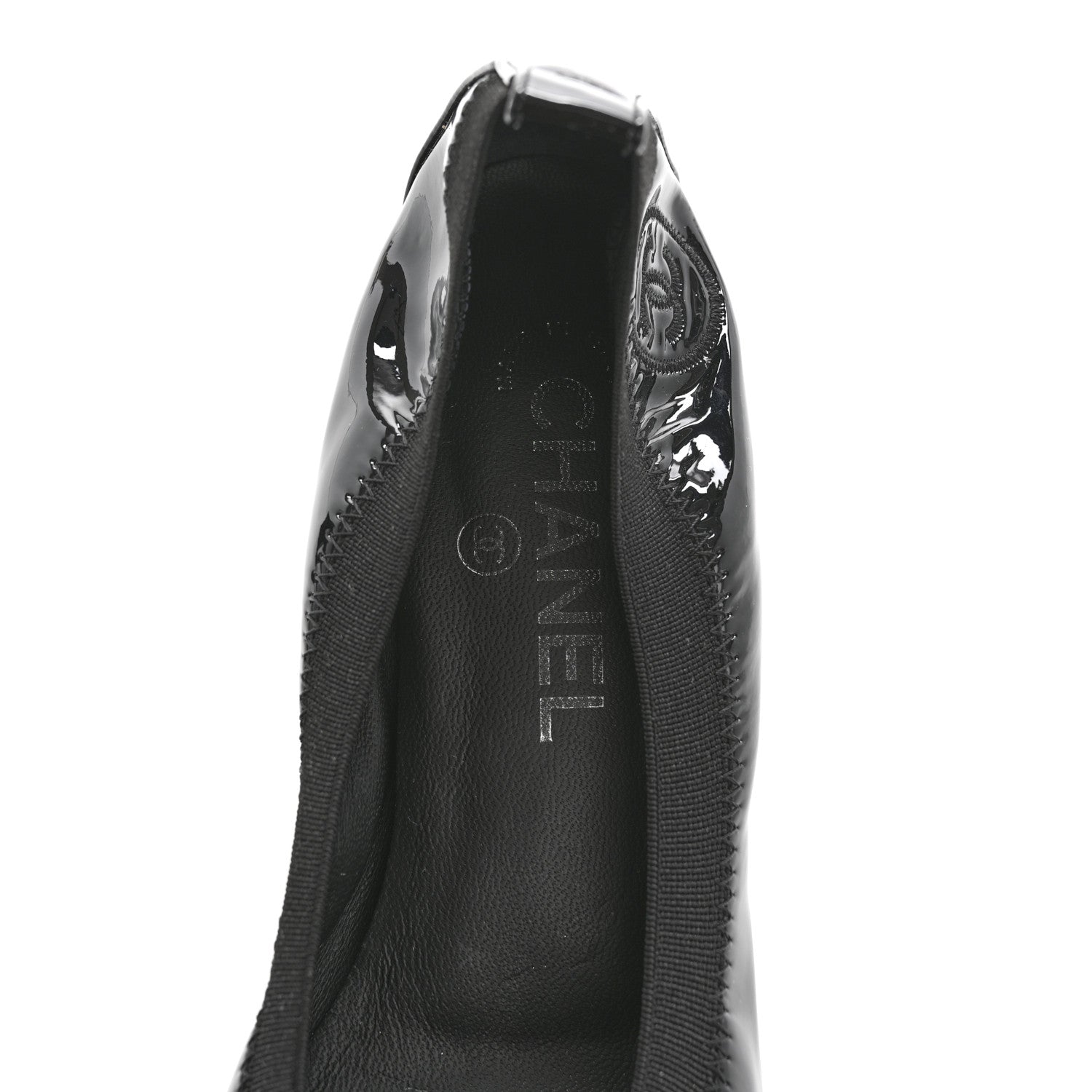 Chanel Patent CC Elastic Stretch Pumps 38 Black 7 of 10
