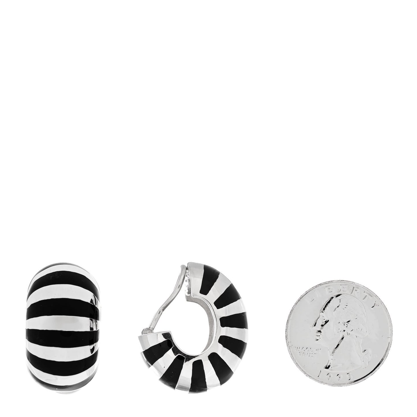 Sterling Silver Enamel Shrimp Shell Clip-On Earrings Black