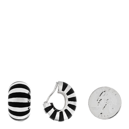 Tiffany Sterling Silver Enamel Shrimp Shell Clip-On Earrings Black 2 of 5