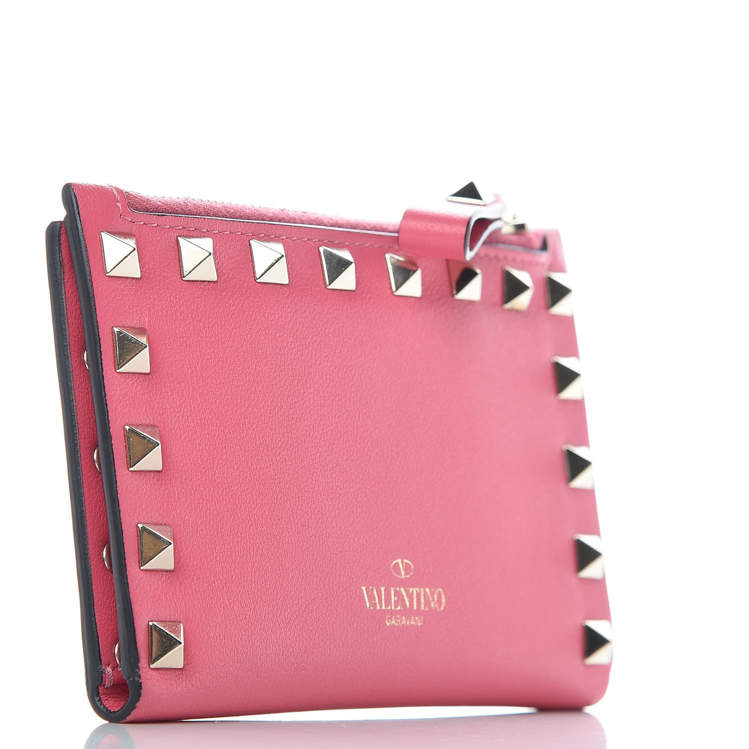 Valentino Garavani Vitello Rockstud Coin Case Card Holder Shadow Pink 3 of 9