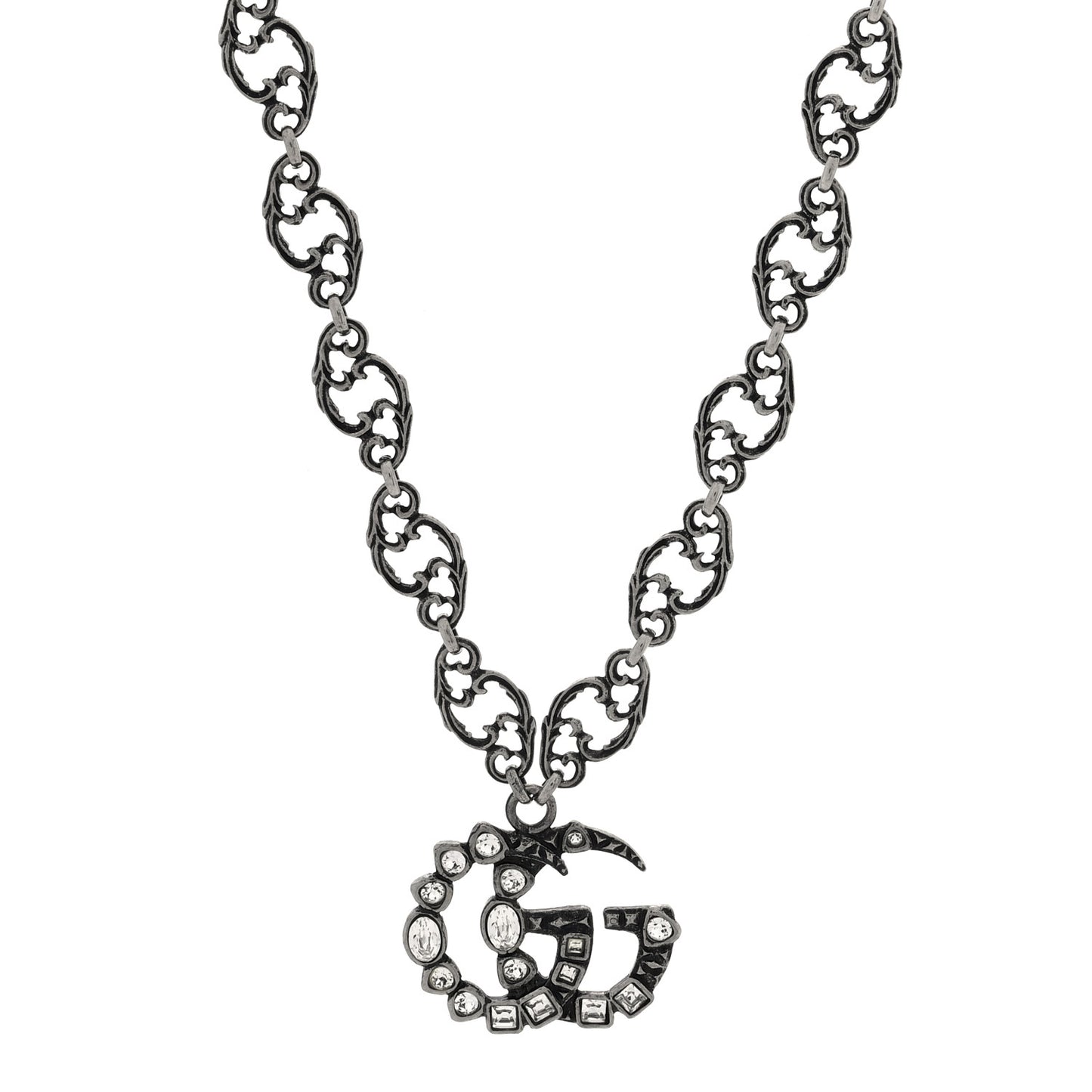 Metal Crystal Marmont Necklace Aged Silver