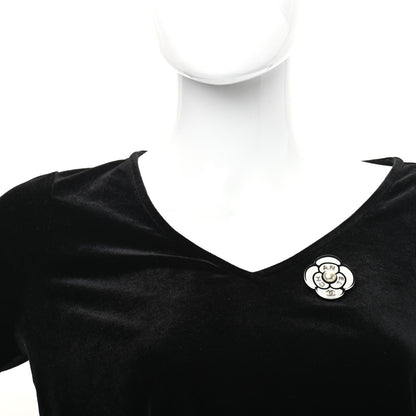 Chanel Resin Pearl Camellia Brooch White Black 2 of 5