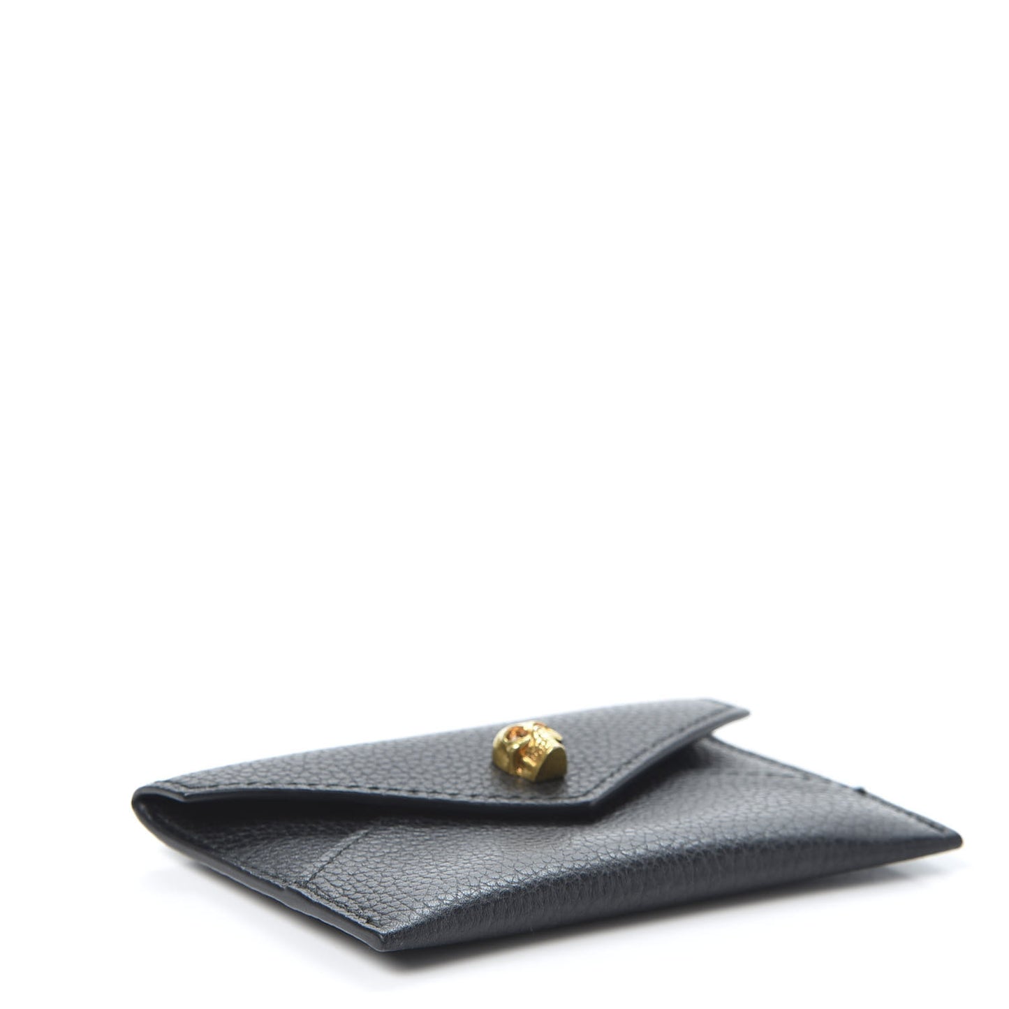 Calfskin Skull Envelope Card Holder Black