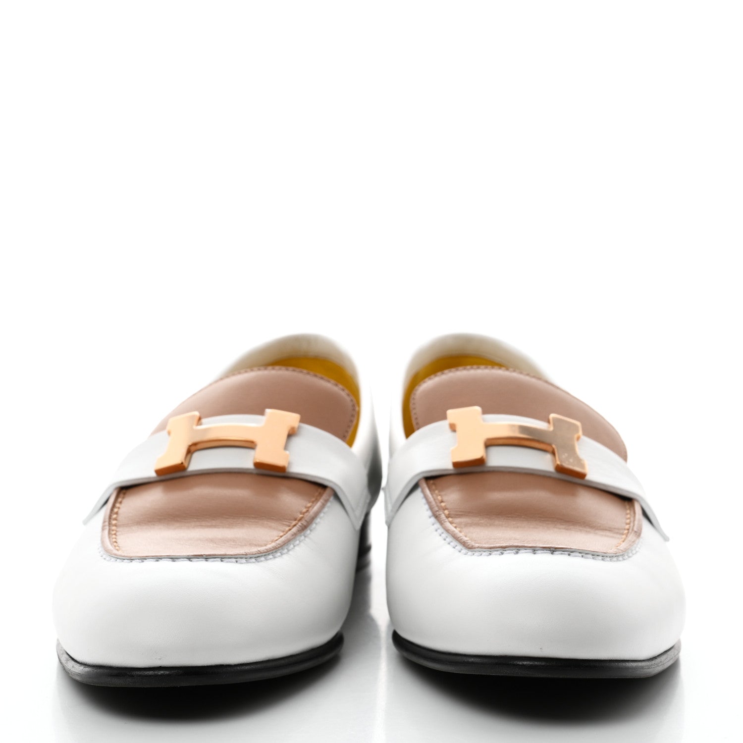 Hermes Calfskin Womens Paris Loafers 37 White Bois De Santal 2 of 9
