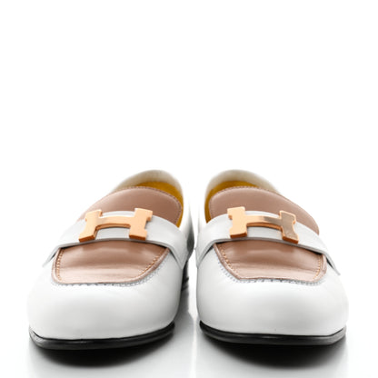 Hermes Calfskin Womens Paris Loafers 37 White Bois De Santal 2 of 9