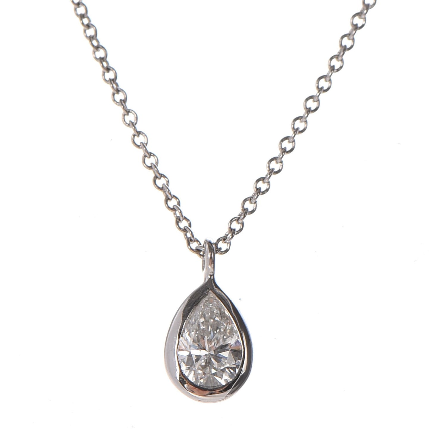 Platinum Diamond .40ct Elsa Peretti Diamonds By The Yard Pear Shape Necklace