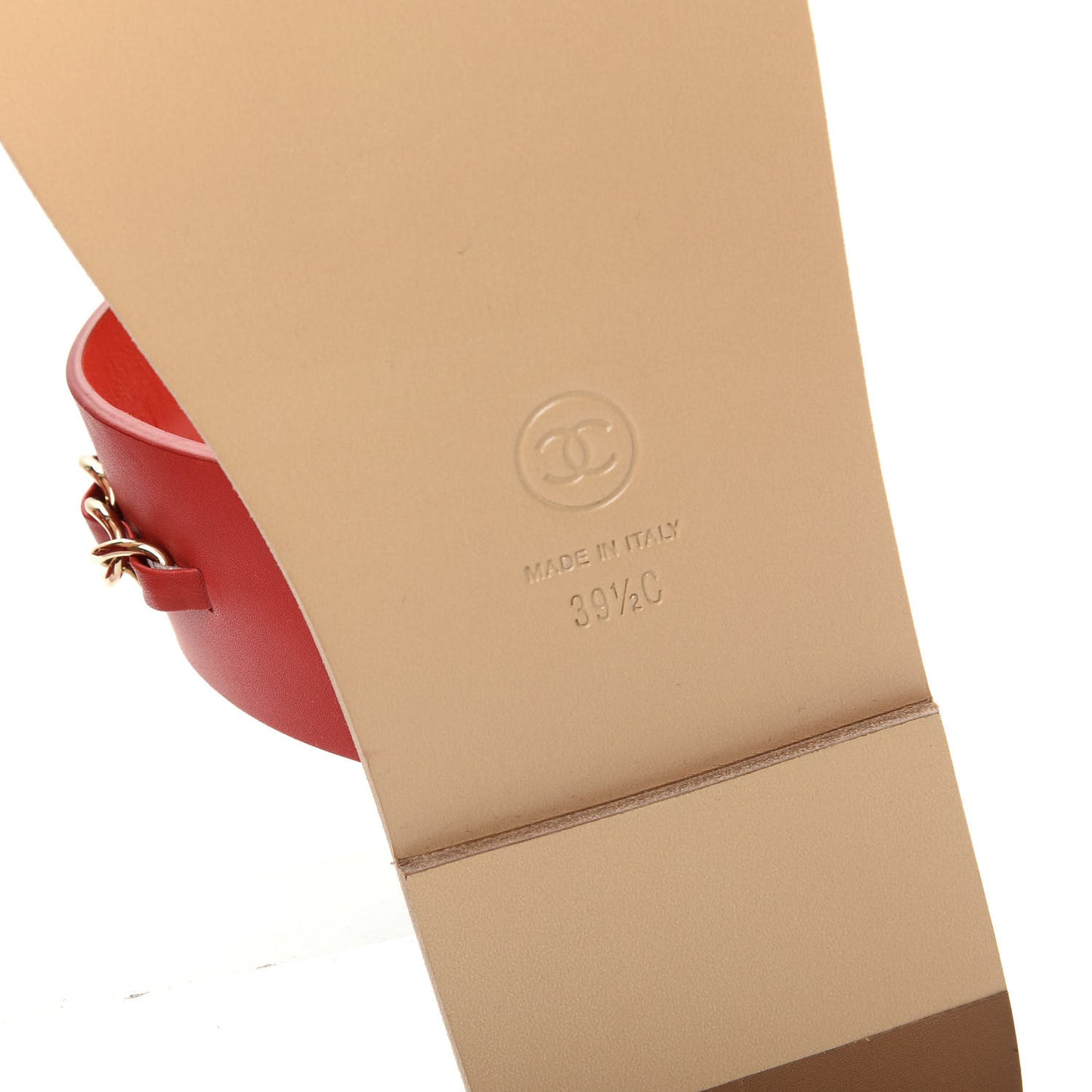 Calfskin Chain CC Sandals 39.5 Red