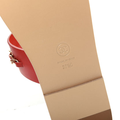 Chanel Calfskin Chain CC Sandals 39.5 Red 9 of 10