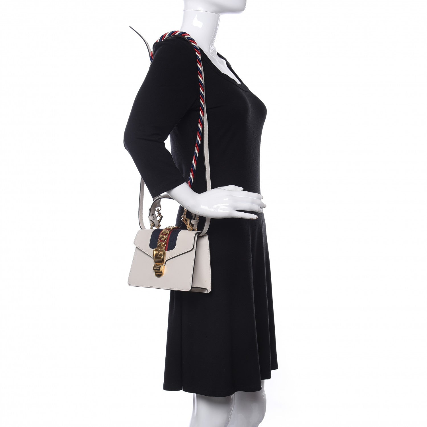 Gucci Calfskin Mini Sylvie Top Handle Bag White 2 of 12