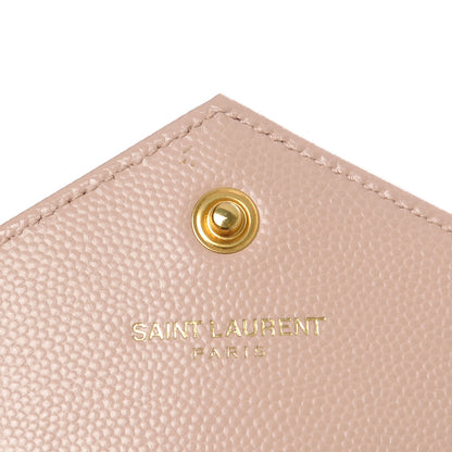 Saint Laurent Grain De Poudre Matelasse Chevron Monogram Envelope Chain Wallet Pale Pink 7 of 7