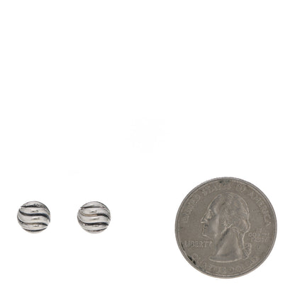 David Yurman Sterling Silver 8mm Sculpted Cable Stud Earrings 2 of 4