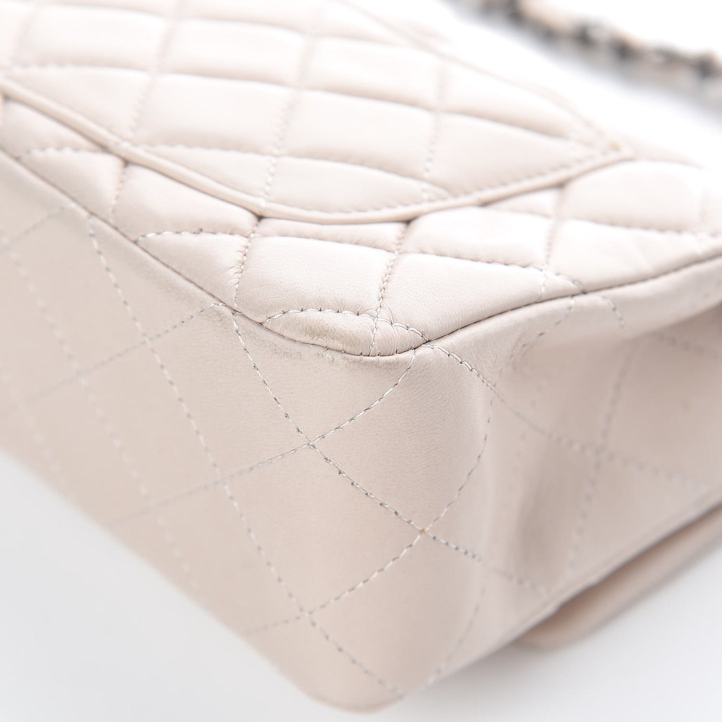 Lambskin Quilted Mini Rectangular Flap Light Beige