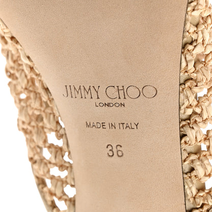 Jimmy Choo Woven Raffia Seher Sandals 36 Beige 7 of 10
