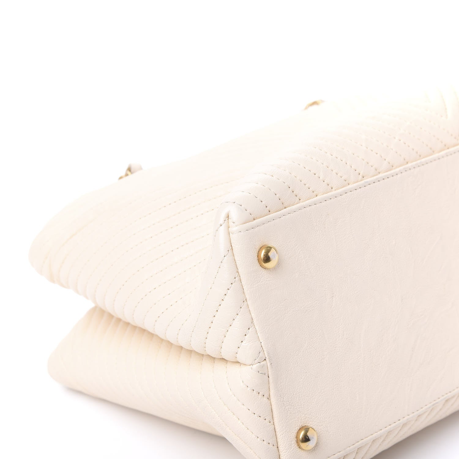 Chanel Wrinkled Lambskin Chevron Quilted Surpique Tote White 5 of 11
