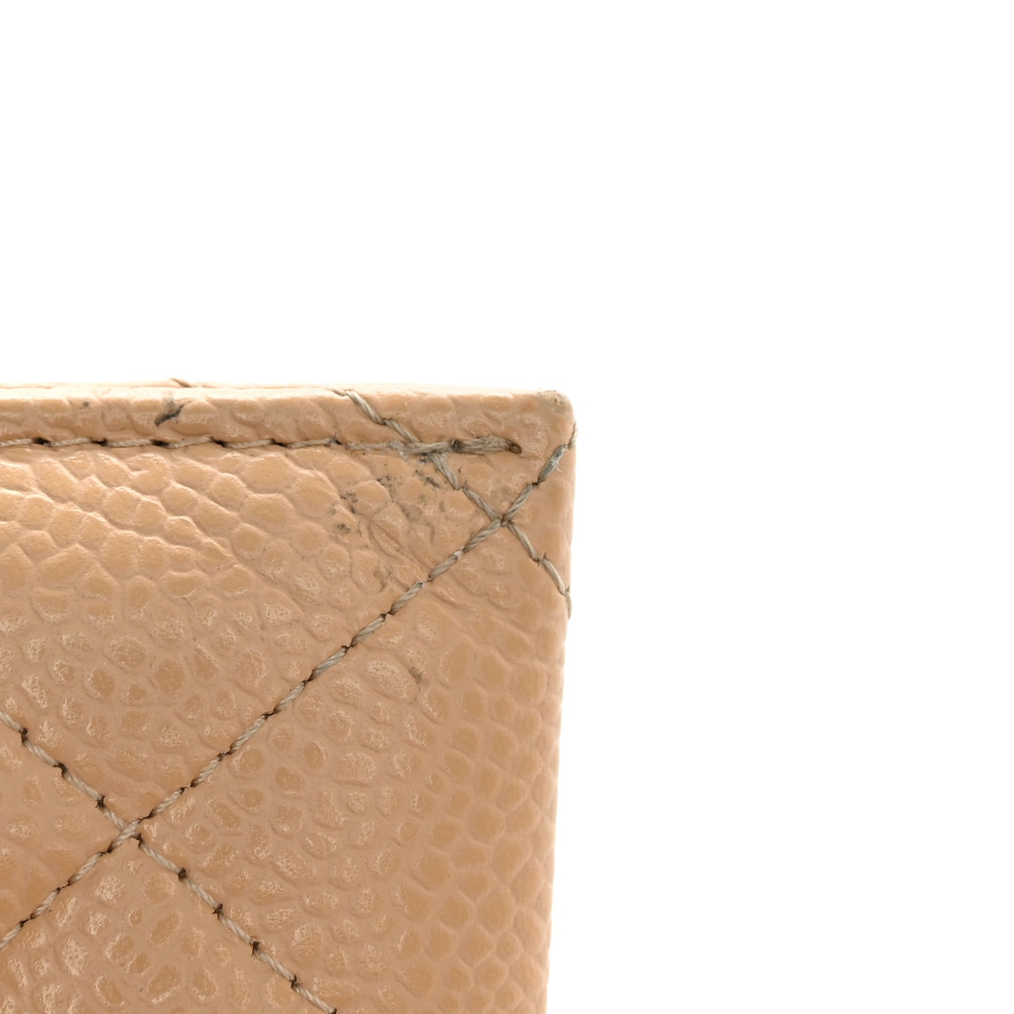Caviar Quilted Card Holder Beige