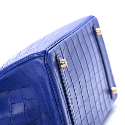 Hermes Matte Alligator Birkin 30 Bleu Electrique 6 of 32