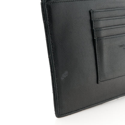 Saint Laurent Grain De Poudre Chevron Monogram Large Bill Pouch Black 11 of 12