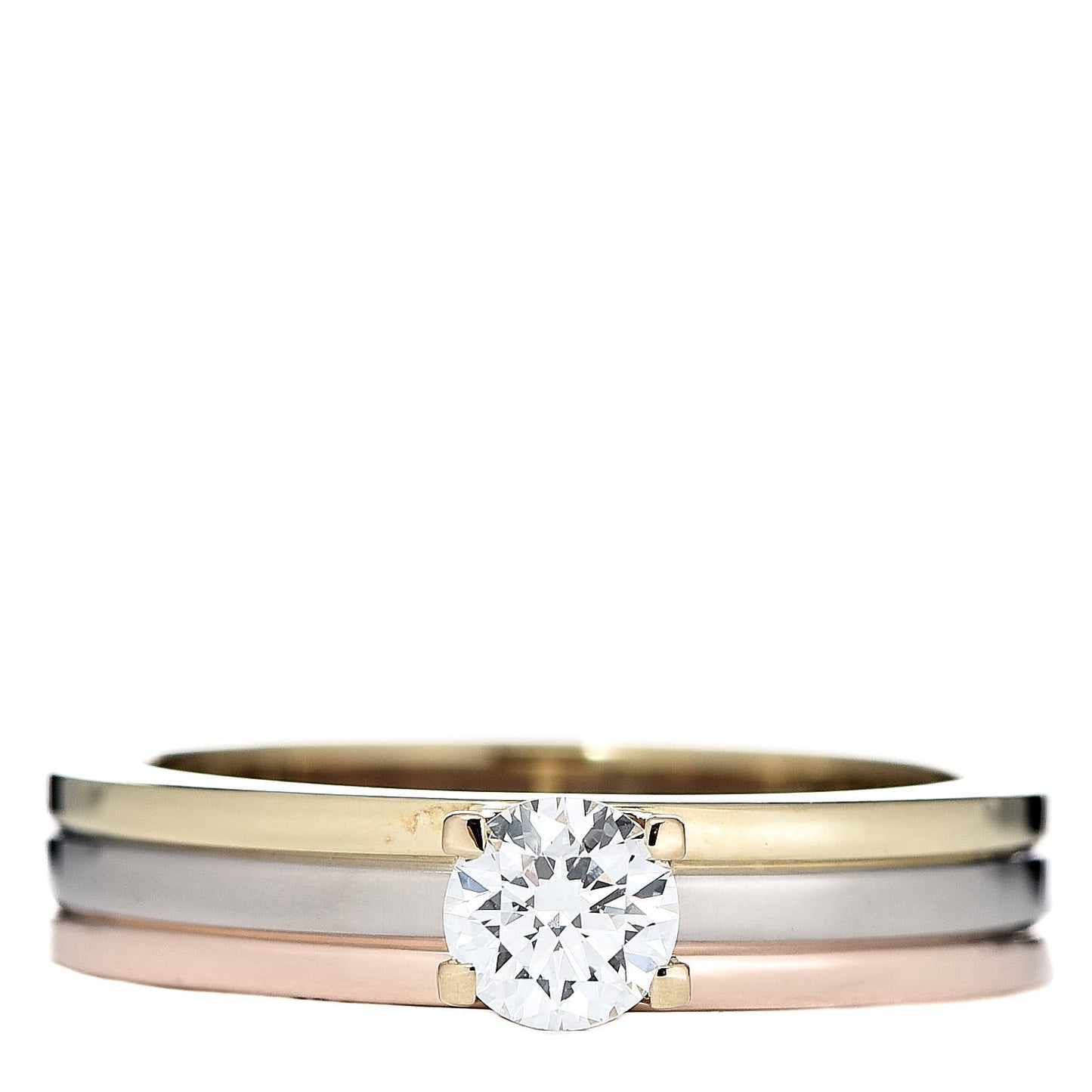 18K Pink Yellow White Gold Diamond .23ct Solitaire Trinity Engagement Ring 46 3.75