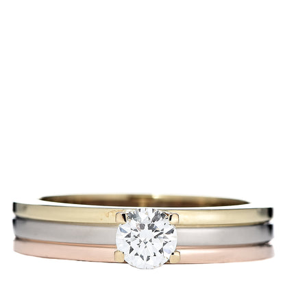 Cartier 18K Pink Yellow White Gold Diamond .23ct Solitaire Trinity Engagement Ring 46 3.75 1 of 7
