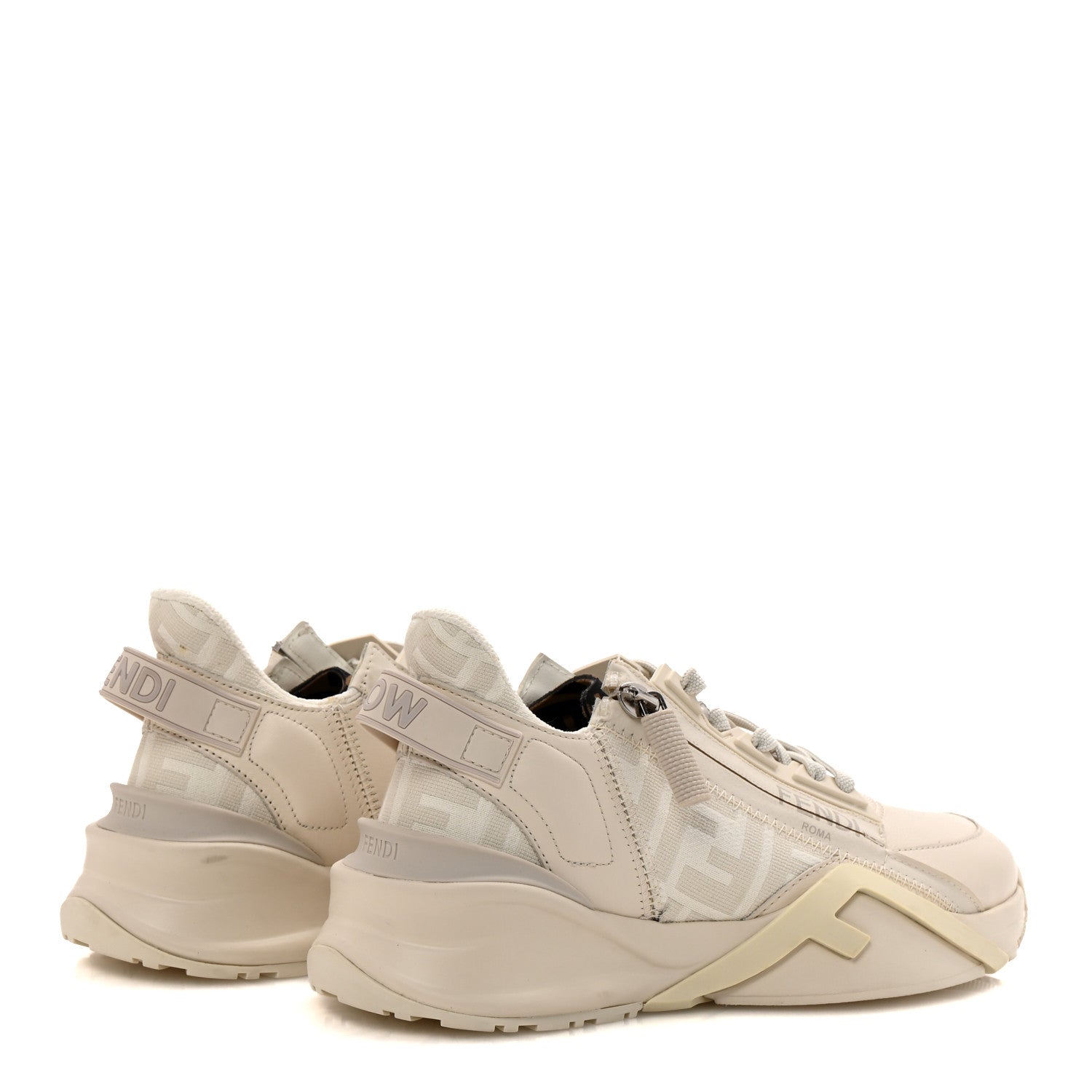 Fendi Calfskin Fabric FF Fendi Flow Low Top Sneakers 36 White 5 of 10