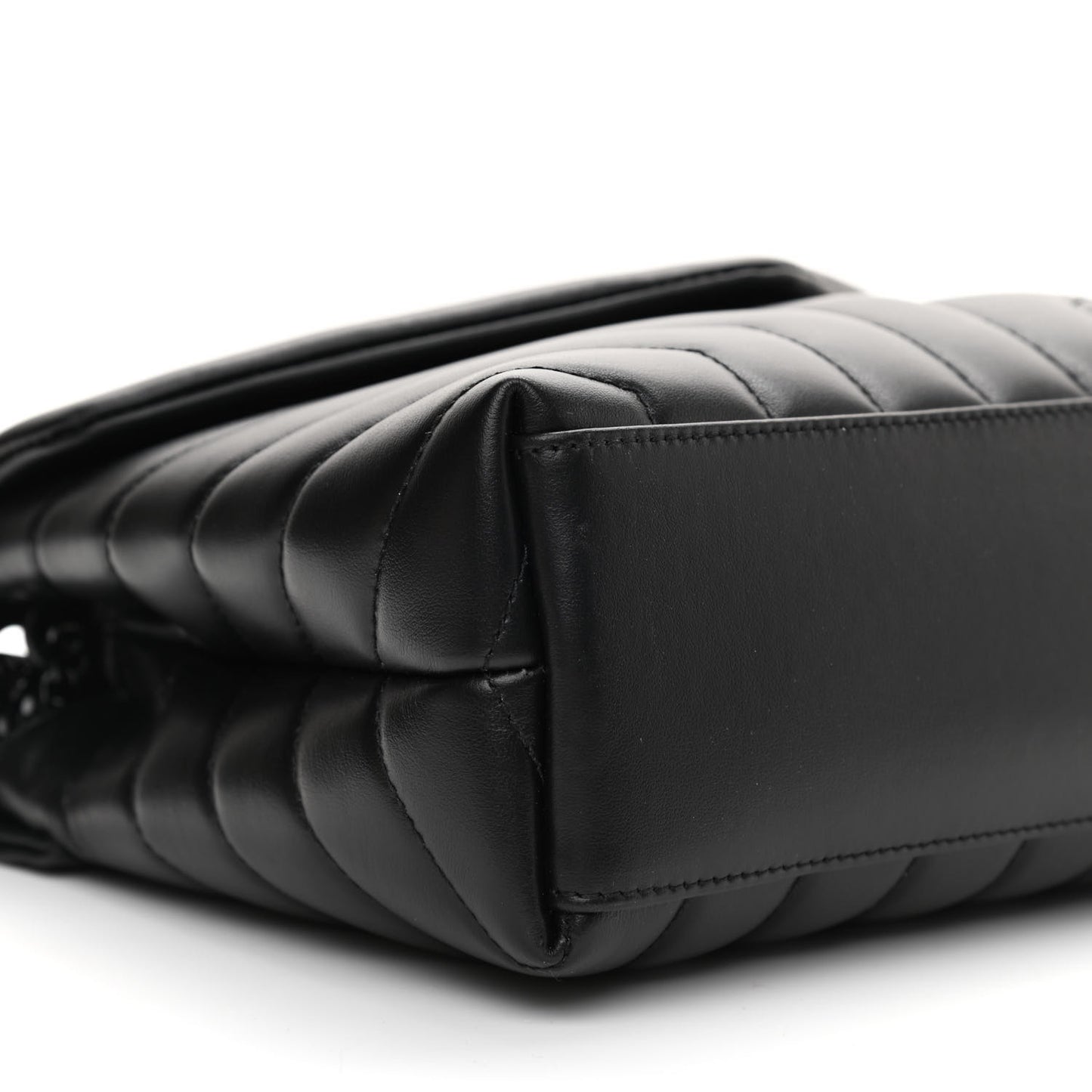 Calfskin Y Quilted Monogram Monochrome Small Loulou Chain Satchel Black
