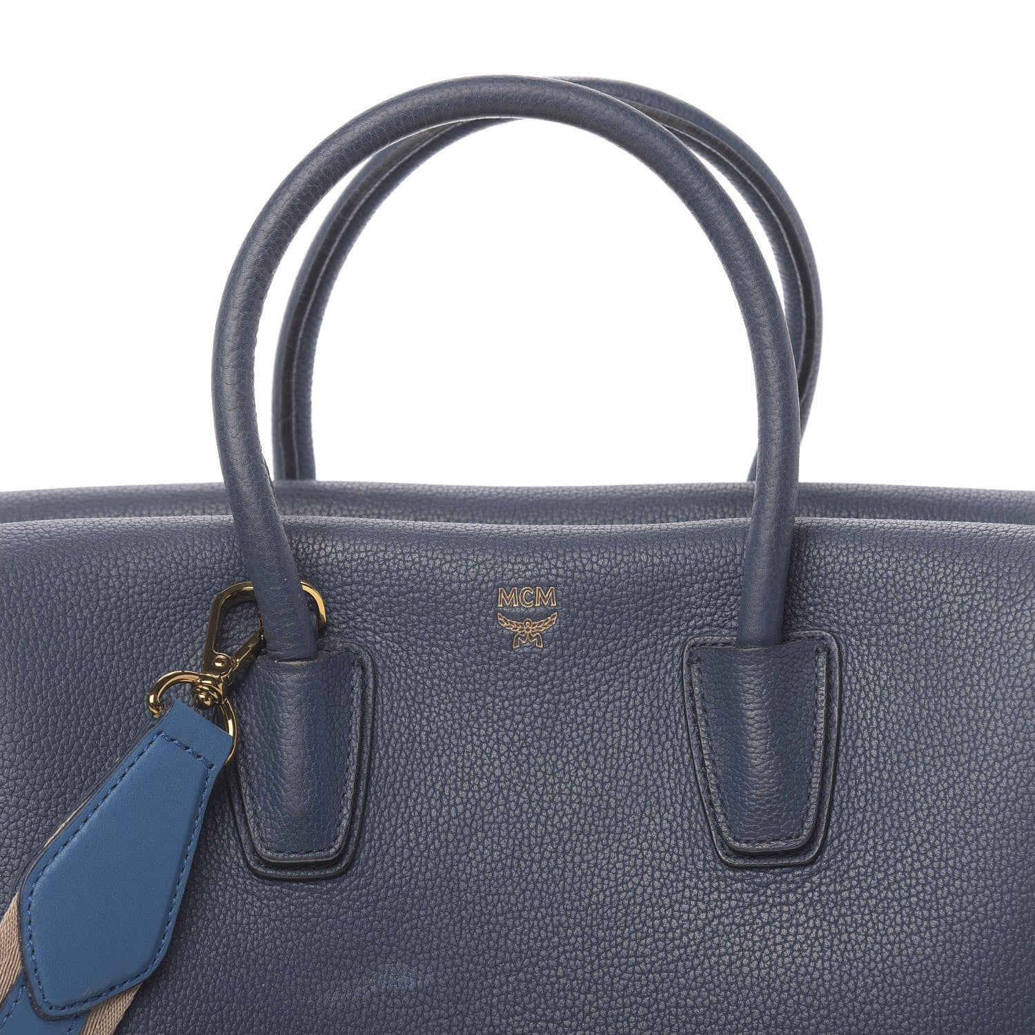 MCM Grained Calfskin Medium Milla Tote Navy 7 of 12