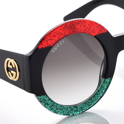 Gucci Acetate Round GG0084S Sunglasses Black Red Green 8 of 9