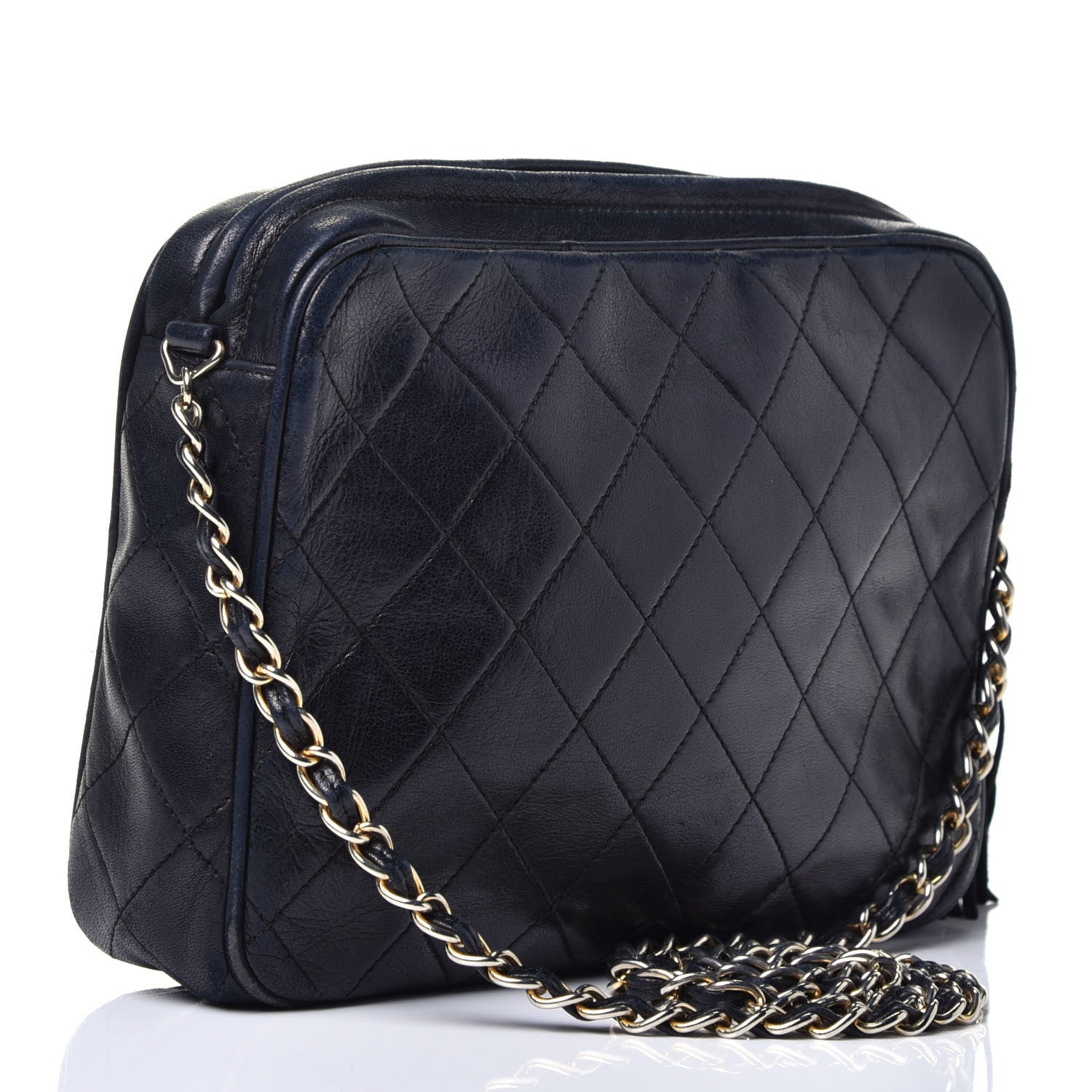 Chanel Lambskin Quilted CC Tassel Camera Case Navy 2 of 8
