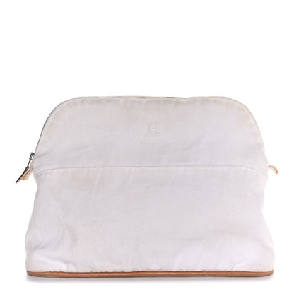 Hermes Cotton Canvas Bolide Travel Cosmetic Pouch White 1 of 9