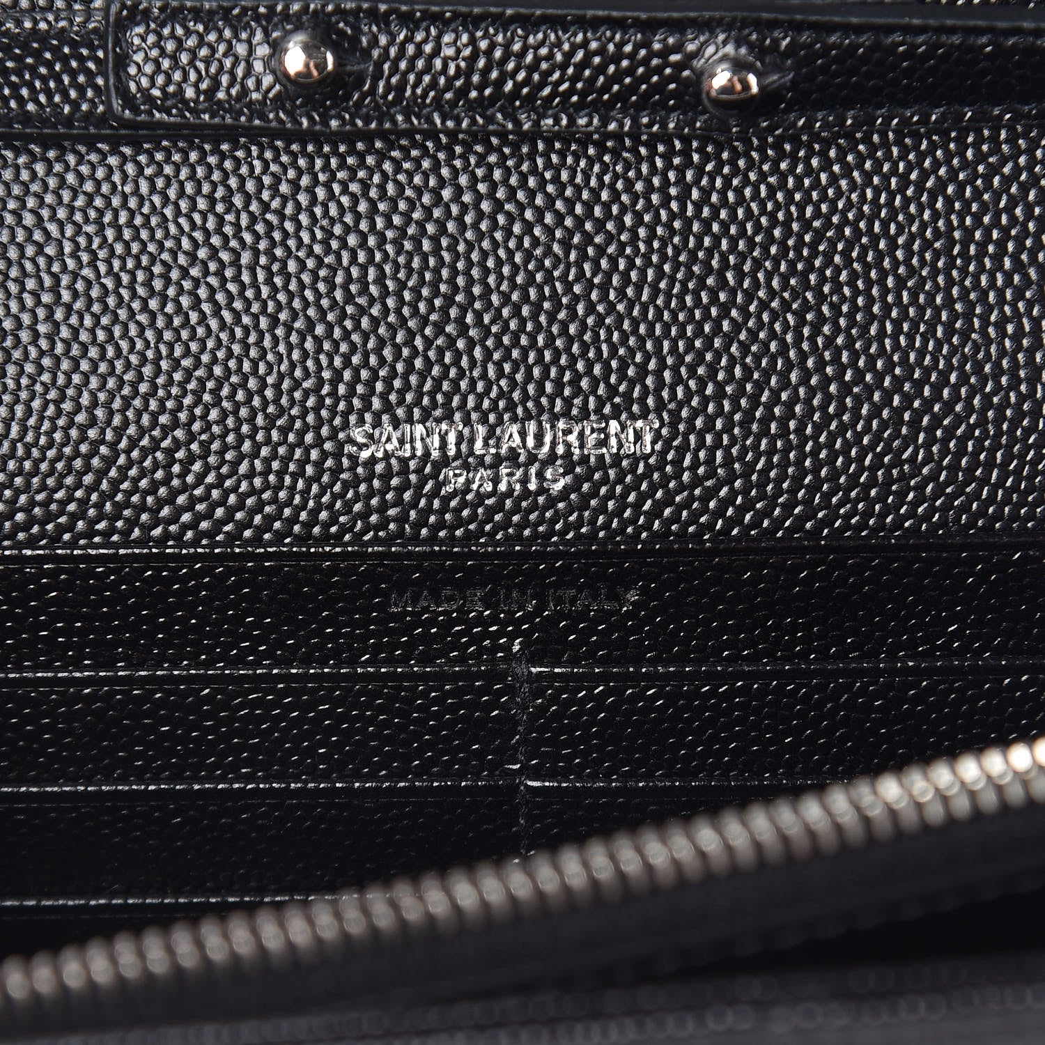 Saint Laurent Grain De Poudre Matelasse Chevron Monogram Chain Wallet Black 6 of 10
