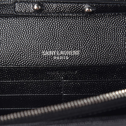 Saint Laurent Grain De Poudre Matelasse Chevron Monogram Chain Wallet Black 6 of 10